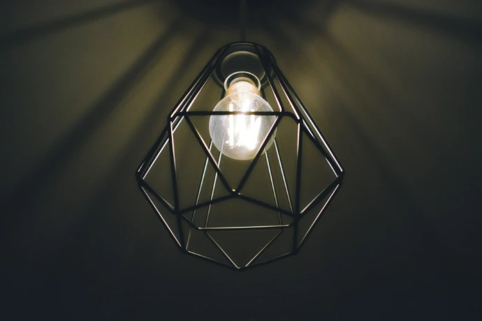 a light bulb in a glass container